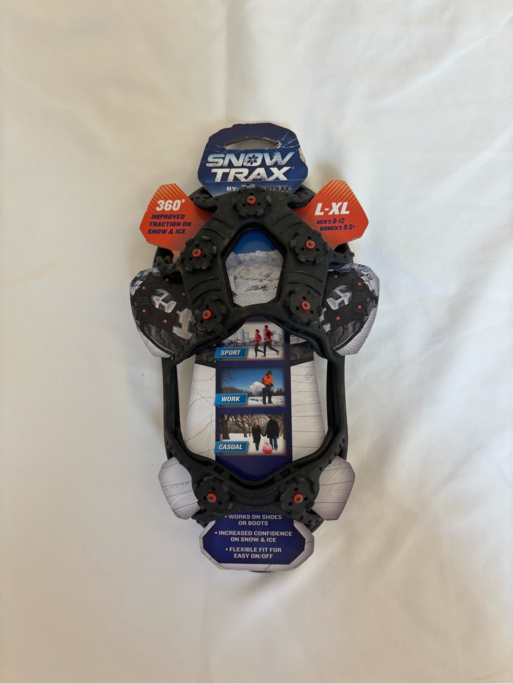 Snow Trax L-XL Black Ice Grips Fits Men’s US Size 8-12 & Women’s US Size 9.5+
